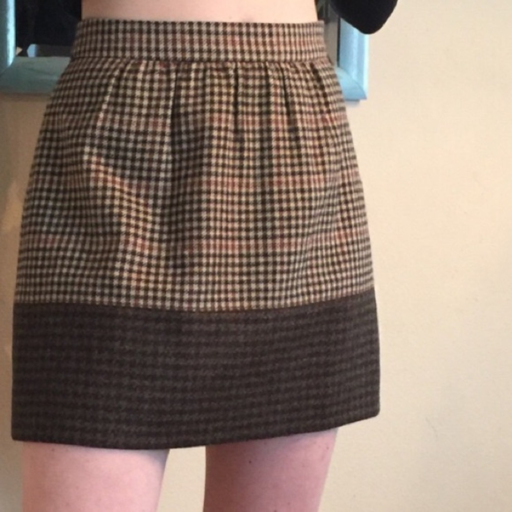 J. Crew Wool Houndstooth Skirt